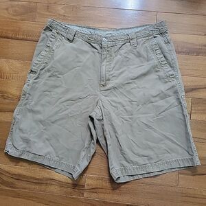 MENS COLUMBIA OMNI-SHIELD ADVANCED REPELLENCY ZIP SIDE POCKET KHAKI SHORT SZ 38